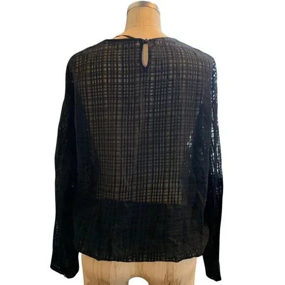 Agnona Womens Black Sheer Long Sleeve Round Neck Pullover Top Womens Size 40 - Picture 5 of 11